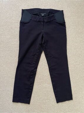 A Pea in the Pod Black Maternity Pants Side Panel Under Belly Cropped Ankle